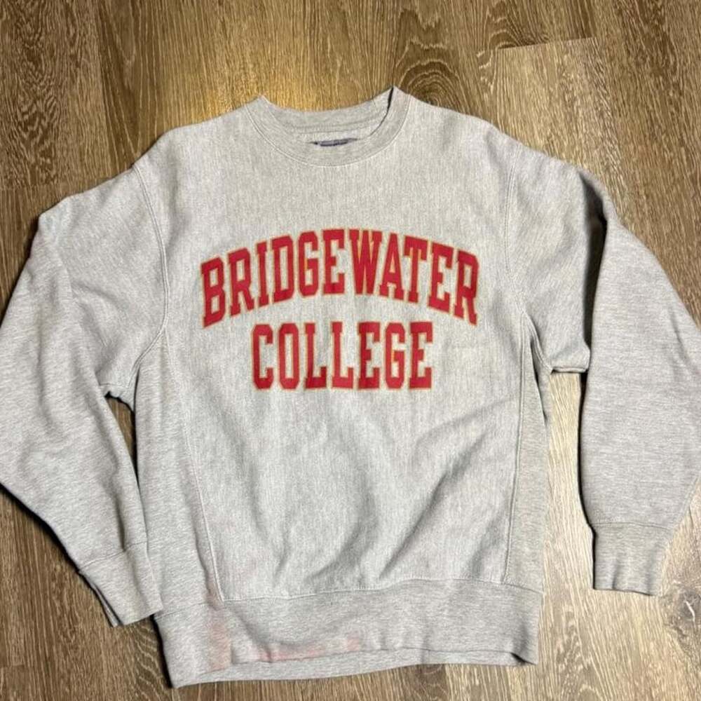 Champion Bridgewater College Reverse Weave Sweatshirt Size S Gray
